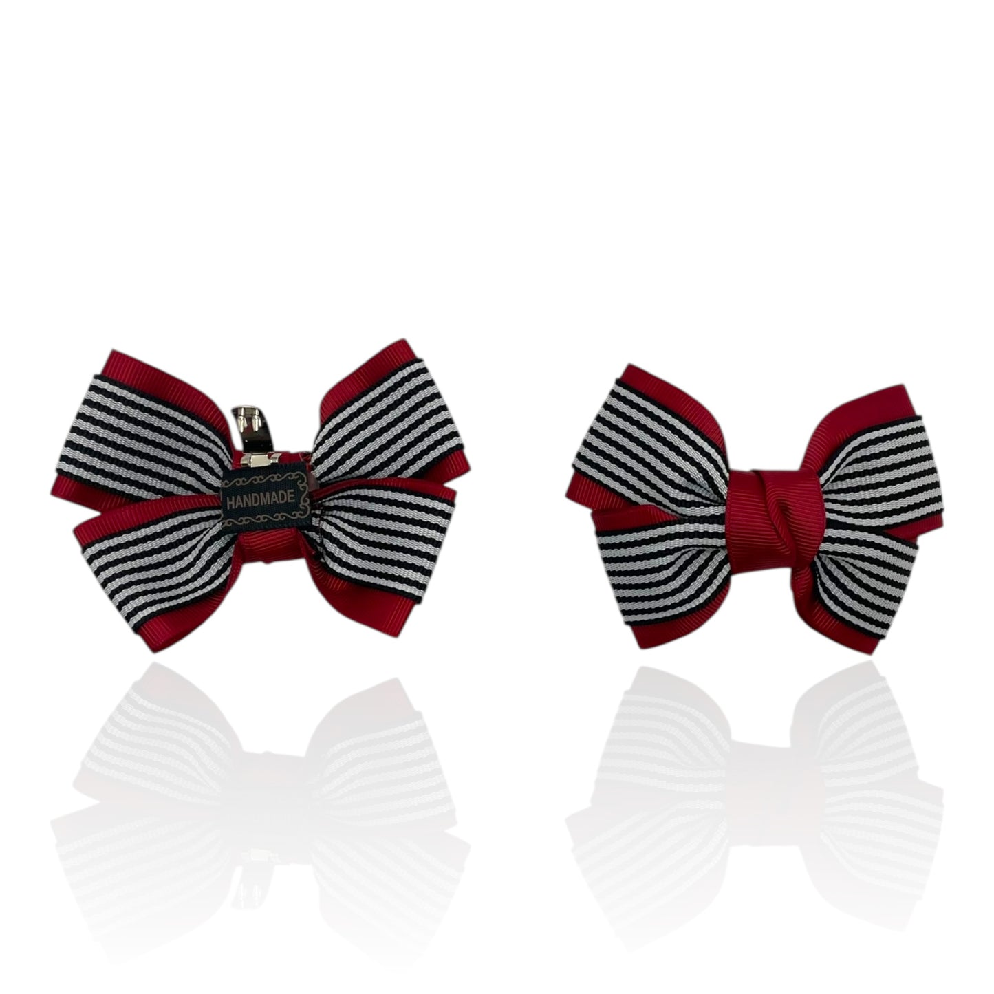 Monochrome Stripe Bows – Red & Black