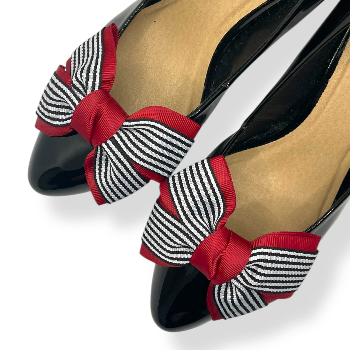 Monochrome Stripe Bows – Red & Black