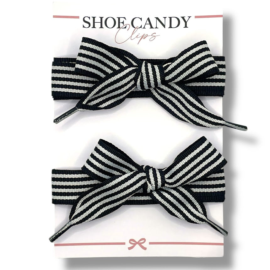 Monochrome Stripe Ribbon Laces