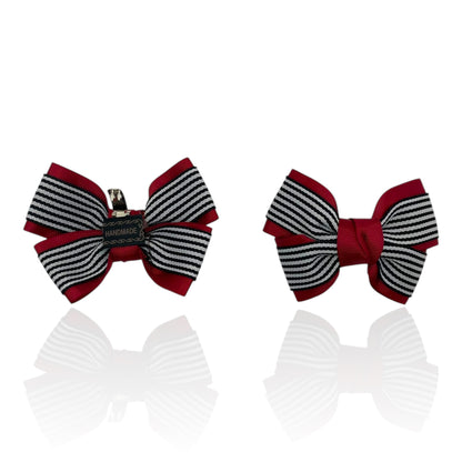 Monochrome Stripe Bows – Red & Black