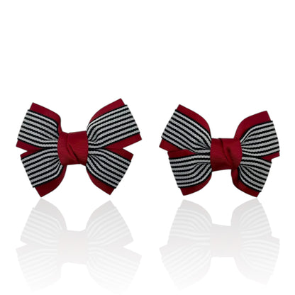 Monochrome Stripe Bows – Red & Black