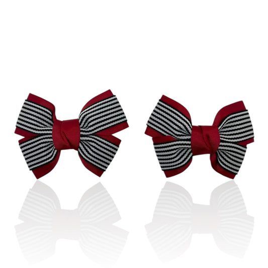 Monochrome Stripe Bows – Red & Black
