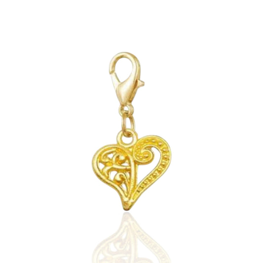 Golden Swirl Heart Charm