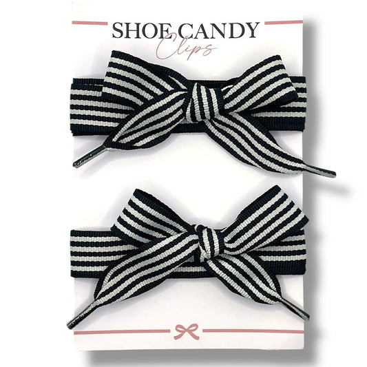 Monochrome Stripe Ribbon Laces