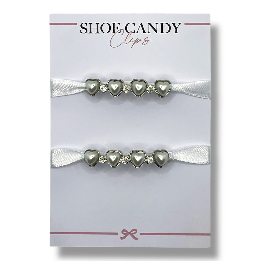 Silver Heart Pearl Lace Bars